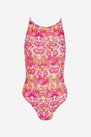 High Neck Swimsuit - Rose Bombay