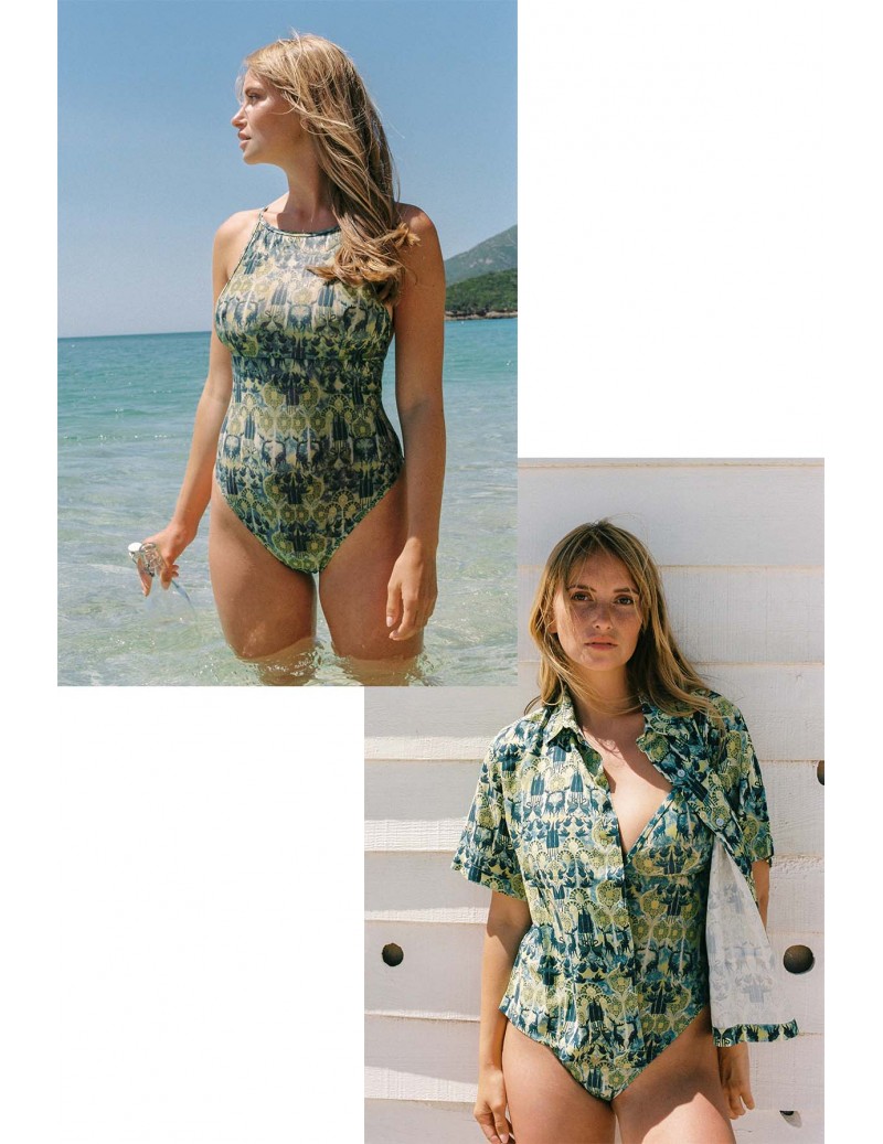 Combo - High Neck Swimsuit...