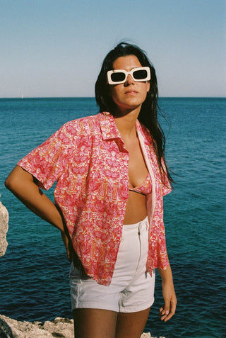 Short Beach Shirt - Rose Bombay